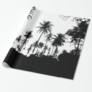 Schwarz-weiße hawaiianische Exotic Palm Tree Silho Geschenkpapier