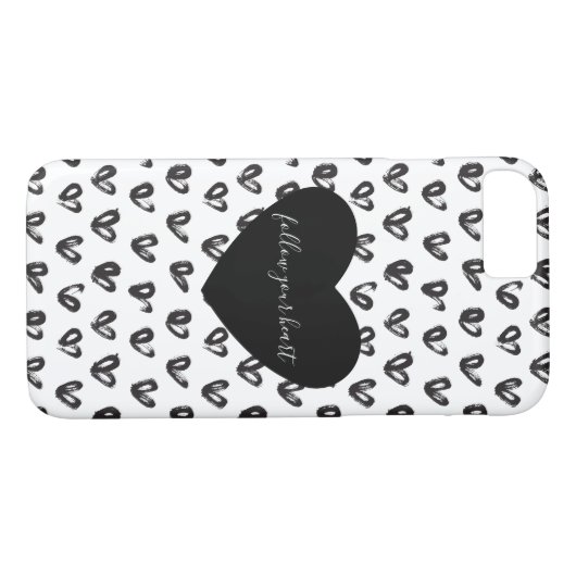 Schwarz-weiße Herzen Case-Mate iPhone Hülle (Rückseite (Horizontal))