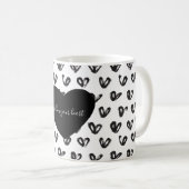 Schwarz-weiße Herzen Kaffeetasse (VorderseiteRechts)