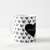 Schwarz-weiße Herzen Kaffeetasse (Vorderseite Links)