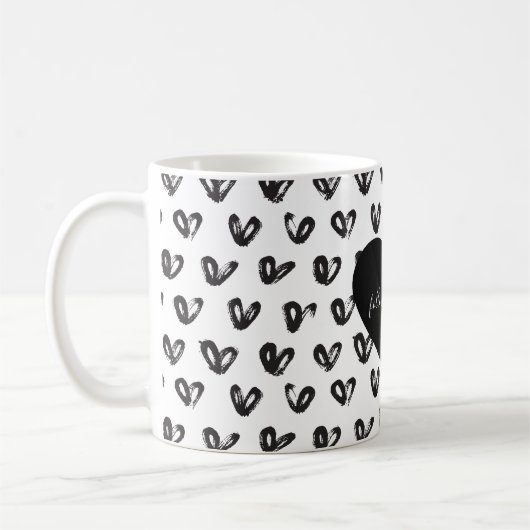 Schwarz-weiße Herzen Kaffeetasse (Links)