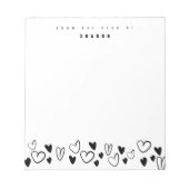 Schwarz-weiße Herzen Vom Schreibtisch personalisie Notizblock (Vorderseite)