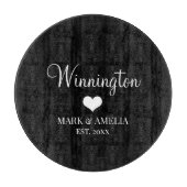 Schwarz-weiße Herzfamilie etabliertes Hochzeitdatu Schneidebrett (Vorderseite)