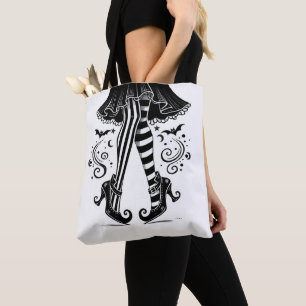 Schwarz-weiße Hexenbeine skurril Halloween Tasche