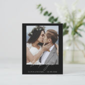Schwarz-weiße Hochzeit Danke Foto (Stehend Vorderseite)