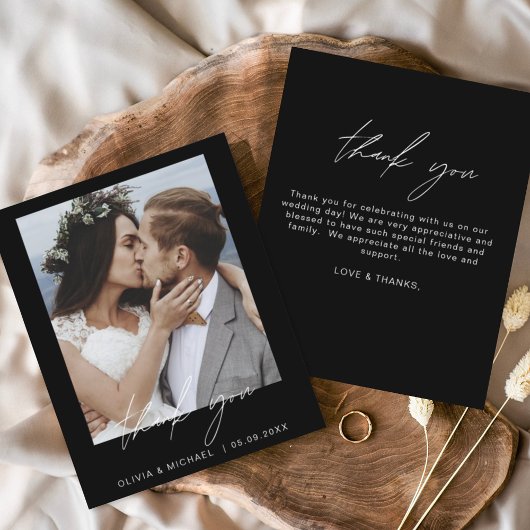 Schwarz-weiße Hochzeit Danke Foto