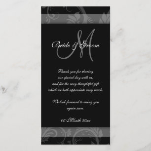 Schwarz-weiße Hochzeit "danken Ihnen" Party Dankeskarte