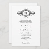 Schwarz-weiße Hochzeit des barocken Einladung (Vorne/Hinten)