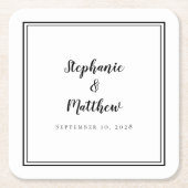 Schwarz-weiße Hochzeit Einfaches Modernes Minimali Rechteckiger Pappuntersetzer (Vorderseite)