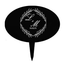 Schwarz-weiße Hochzeit für Monogramm-Skriptzweig