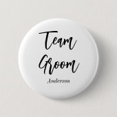 Schwarz-weiße Hochzeit im Team Groom Button (Vorderseite)