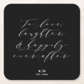 Schwarz-weiße Hochzeit - Klassisches Liebe-Lachen Rechteckiger Pappuntersetzer (Vorderseite)