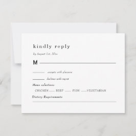 Schwarz-weiße Hochzeit, Laub-Wappen RSVP Karte