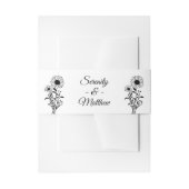 Schwarz-weiße Hochzeit mit blühenden Sonnenblumen Einladungsbanderole (Vorderseite Beispiel)