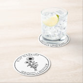 Schwarz-weiße Hochzeit mit Blumen Just Married Son Runder Pappuntersetzer (Vor Ort)