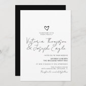 Schwarz-weiße Hochzeit mit Chic Script Einladung (Vorne/Hinten)
