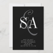 Schwarz-weiße Hochzeit mit elitärer Schrift Save The Date (Vorderseite)