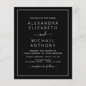 Schwarz-weiße Hochzeit mit Foto Einladung (Vorderseite)