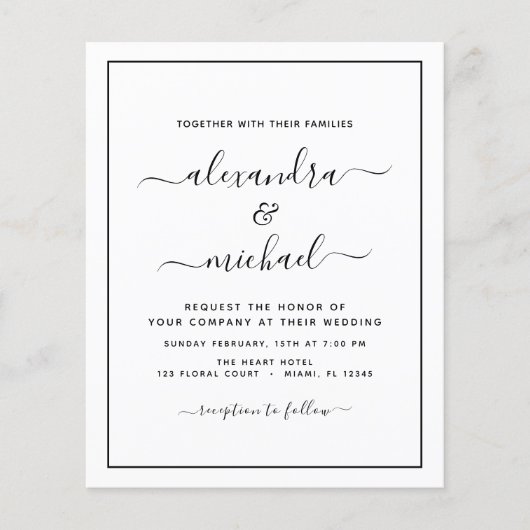 Schwarz-weiße Hochzeit mit Foto Einladung F Flyer (Vorne)