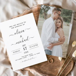 Schwarz-weiße Hochzeit mit Foto Einladung F Flyer