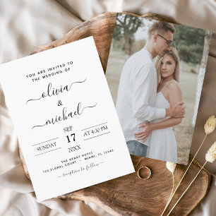 Schwarz-weiße Hochzeit mit Foto Einladung F Flyer
