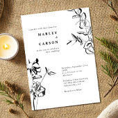 Schwarz-weiße Hochzeit mit gezeichneter Hand Einladung