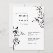 Schwarz-weiße Hochzeit mit gezeichneter Hand Einladung (Vorderseite)