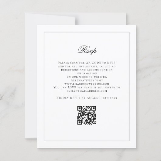 Schwarz-weiße Hochzeit mit Haushaltskalligraphie (Rückseite)