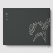 Schwarz-weiße Hochzeit mit Leafy Palm Gästebuch (Rückseite)