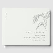 Schwarz-weiße Hochzeit mit Leafy Palm Gästebuch (Vorderseite)