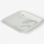 Schwarz-weiße Hochzeit mit Leafy Palm Pappteller (Gewinkelt)