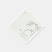 Schwarz-weiße Hochzeit mit Leafy Palm Serviette (Ecke)