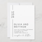 Schwarz-weiße Hochzeit mit moderner Typografie + Q Einladung (Vorderseite)