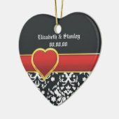 Schwarz-weiße Hochzeit mit rotem Damast Keramikornament (Links)