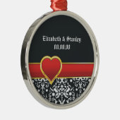 Schwarz-weiße Hochzeit mit rotem Damast Silbernes Ornament (Rechts)