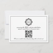 Schwarz-weiße Hochzeit mit verzierter Floral RSVP Karte (Rückseite)