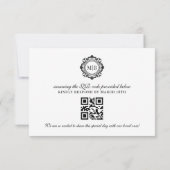 Schwarz-weiße Hochzeit mit verzierter Floral RSVP Karte (Rückseite)