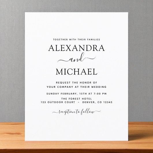 Schwarz-weiße Hochzeit Moderner Typografie-Flyer Flyer