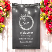 Schwarz-weiße Hochzeit rustikale Chalkboard Mason  Banner