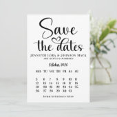schwarz-weiße Hochzeit Save the Dates Kalender Date (Stehend Vorderseite)