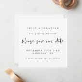 Schwarz-weiße Hochzeit speichert das Datum Mitteilungskarte (Vorderseite/Rückseite Beispiel)