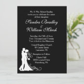 Schwarz-weiße Hochzeit von Braut und Groom Einladung (Stehend Vorderseite)