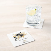 Schwarz-weiße Hochzeit von Gold-Blume Rechteckiger Pappuntersetzer (Vor Ort)