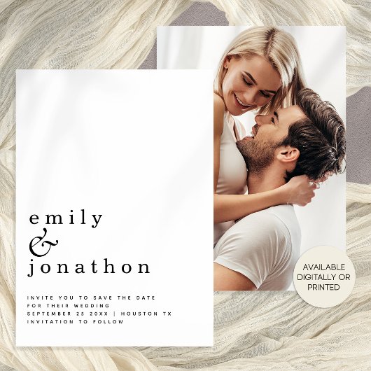 Schwarz-weiße Hochzeit von Minimalistisch-Text-Fot Save The Date