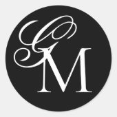 Schwarz-weiße Hochzeit von Script & Typografie Runder Aufkleber (Vorderseite)