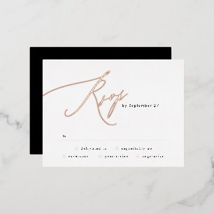 Schwarz Weiße Hochzeits-Rosen-Goldfolie-RSVP-Karte Folien Feiertagspostkarte