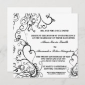 Schwarz-weiße Hochzeitsankündigungen Einladung (Vorne/Hinten)
