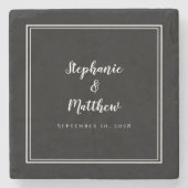 Schwarz-weiße Hochzeitsbrücke & Bräuche Einfach Steinuntersetzer (Vorderseite)