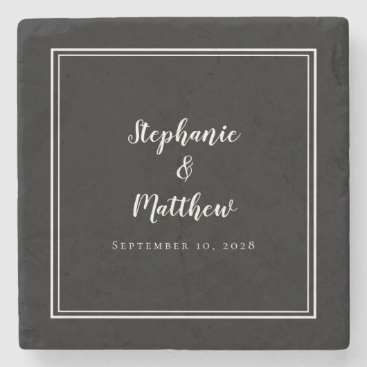 Schwarz-weiße Hochzeitsbrücke & Bräuche Einfach Steinuntersetzer (Vorderseite)