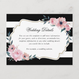 Schwarz-weiße Hochzeitsdetails in Aquarellfarbe Ro Begleitkarte